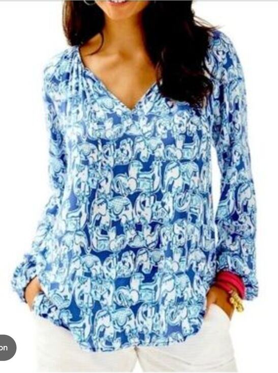 Lilly Pulitzer Tops - Lilly Pulitzer Dawn Blue Cotton Top XL